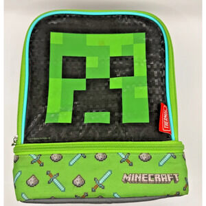 Minecraft Creeper Thermos Soft Lunch Box – Green Pixel Swords Edition